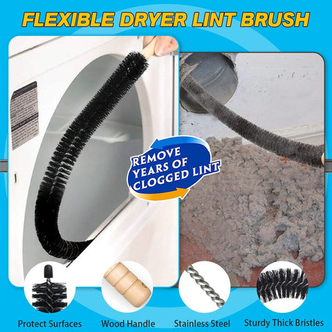 Dryer Vent Cleaning Kit With Vacuum Hose Attachment And Lint Brush removing lint from dryer duct
