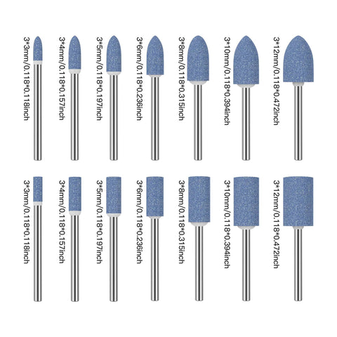 Sanding Bits for Rotary Tool Set with One Eighth Inch Shank, Fourteen Pieces Beefy Aluminum Oxide Grinding Stones for Metal Rust Removal