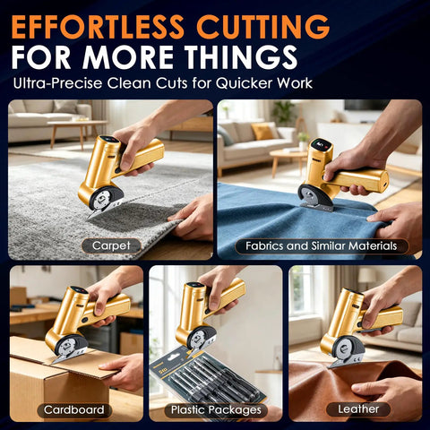Cordless Electric Scissors With Smart Battery Display And LED Work Light, Rechargeable Box Cutter For Cardboard, 5 Speed Settings For Precise Cuts, Portable No Cord Power Tool For Packaging And Crafts cutting carpet, fabric, cardboard, plastic, and leather
