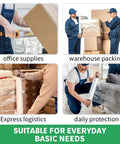Heavy Duty Stretch Wrap With Handles Industrial Strength Moving Plastic Roll Sixty Gauge Shrink Film For Pallet Packaging Two Pack in use for warehouse packing.