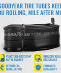 27.5 Inch Bike Tube 1.75-2.125 with Butyl Rubber, durable puncture-proof mountain bike inner tube, easy mounting, reduced rolling resistance