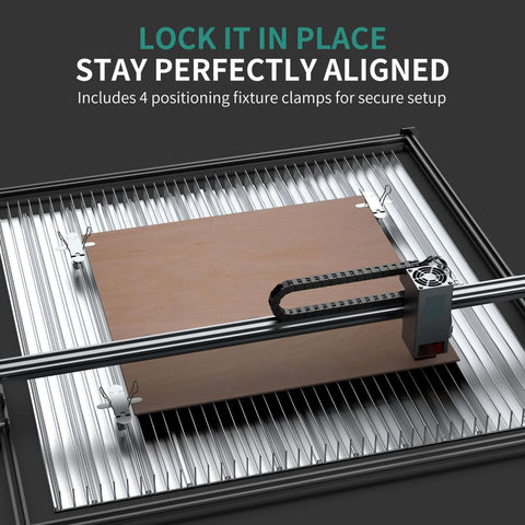 Puikos honeycomb laser bed 400x400 mm front angled view on aluminum frame