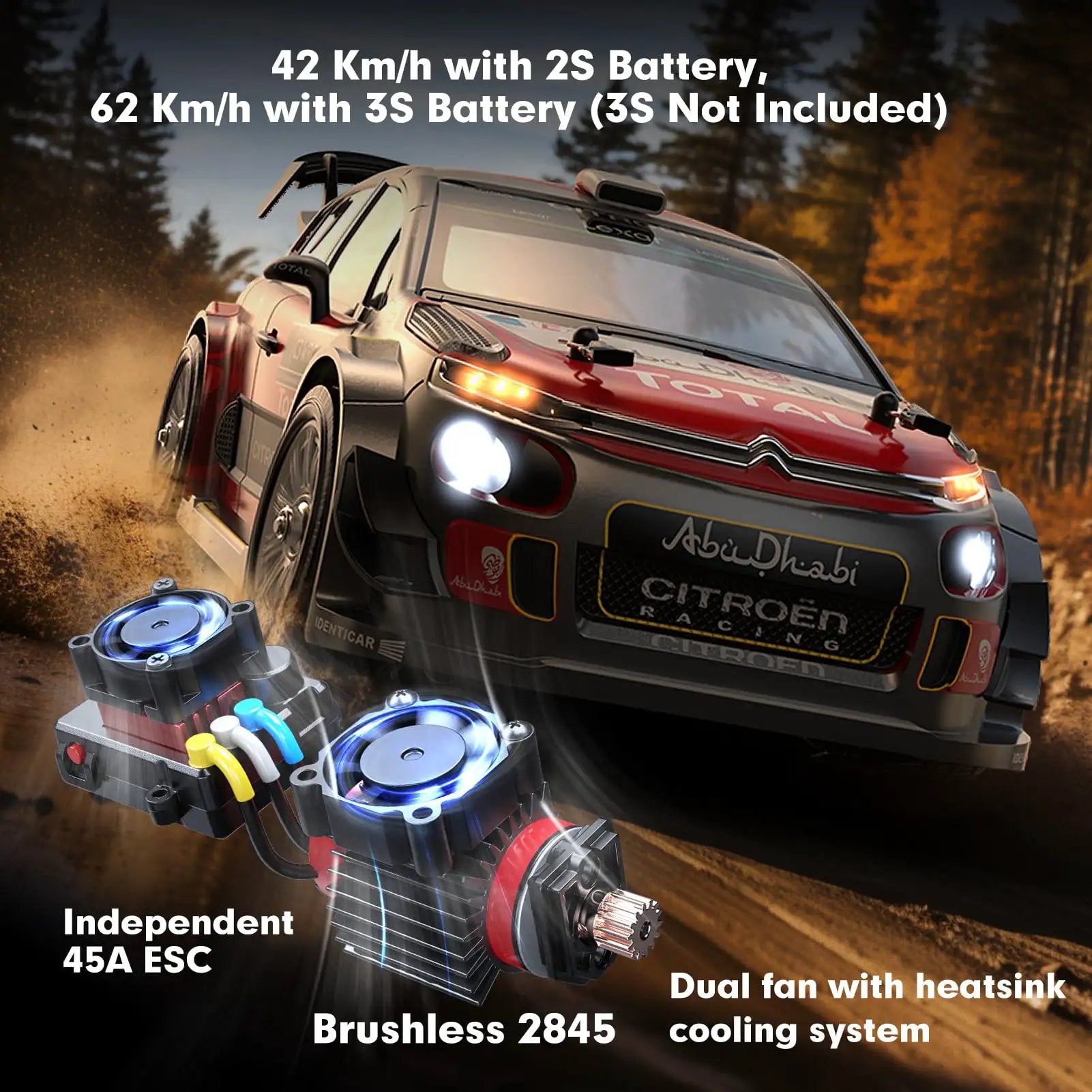 Citroën C3 WRC ラリーカーラジコンボディ 1 14 Scale Citroen C3 WRC RC Car with Gyro & Speed ✓