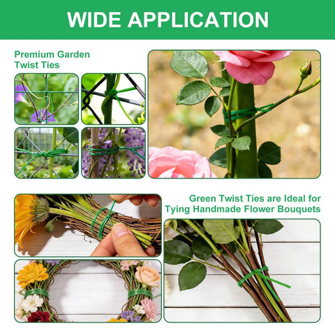 Wide application of 2 Pack Twist Ties For Garden Plants With Cutter 525 Feet Of Rustproof Flexible Green Plant Ties