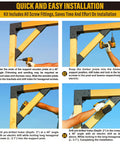 Quick and easy installation of 4 Pack 45 Degree Angle Brackets For Pergola Deck Porch Log Cabin 2x4 Framing Actual 1.5x3.5 Inches Stainless Steel Outdoor Bracket Kit Black Powder Coated Weatherproof Built Tough, showing step-by-step guide.