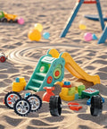 60 Piece Plastic Wheel Shaft Kit with 30 Round Rod Axles for DIY RC Cars and Model Toys on beach with toy slide background.