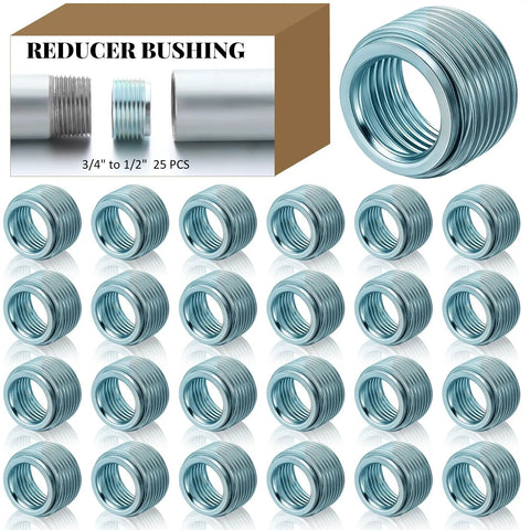 25 Pack Reducer Threaded Bushings Three Quarters Inch To One Half Inch Galvanized Steel For Electrical Conduit Connections