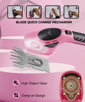 2-In-1 Electric Handheld Grass Shear And Hedge Trimmer Cordless Battery Powered No Fuss Garden Tool Pink, blade change details
