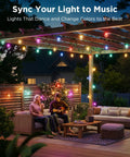 Clear Bulb Outdoor String Lights, 96ft RGBWIC Dimmable Patio And Backyard Lighting With 30 LEDs, 111 Modes, IP67 Waterproof