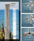 Outdoor Shower Faucet With 8 Inch Rainfall Shower Head Stainless Steel SUS304 All Metal Set Hand Spray 3 Function Combo