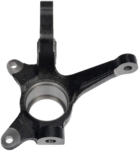 Heavy Duty Front Passenger Side Steering Knuckle Straight Bolt On Replacement Precision Street Fitment, black steel part angle view.