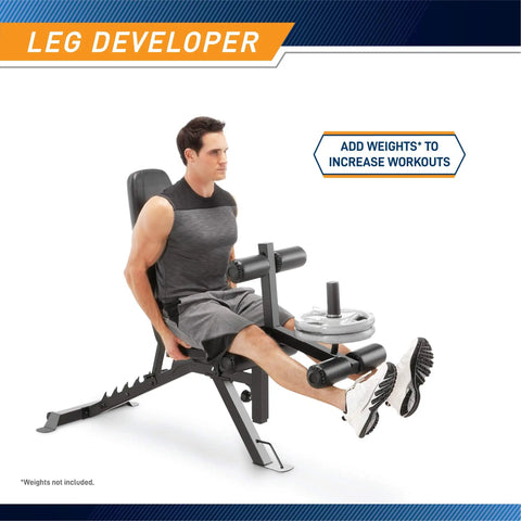 Six Position Adjustable Utility Bench With Leg Developer And High Density Foam Padding For Home Gym Or Studio Workouts