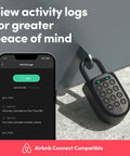 Heavy Duty Smart Padlock With App Shared Access Waterproof Rechargeable Bluetooth Security Lock For Bike Racks And Storage Boxes, close-up view with activity logs on smartphone.