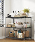 Beefy 3 Tier Adjustable Heavy Duty Metal Shelving Unit With Wire Storage Rack For Garage Pantry Or Workshop Sturdy Steel Shelves That Max Out Your Space Easy Assembly Flexible Tier Heights, 3-tier black steel rack in laundry room