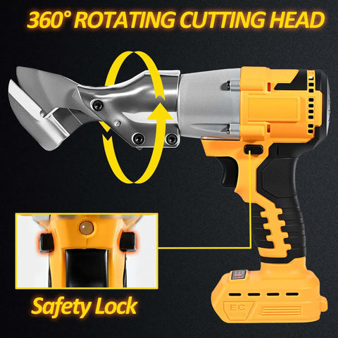 Beast Mode Cordless Metal Shears For Quick Sheet Metal Cuts with 600W brushless motor, 360° rotating cutting head, and safety lock feature.