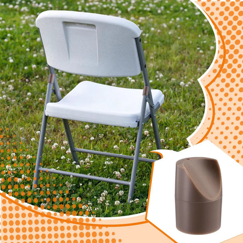 Twelve Pack Beige Folding Chair Leg Caps Seven Eighths Inch V Tip Stabilizer Feet Non Marring Floor Protectors for metal seats.
