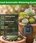Solar Powered Drip Irrigation System With Digital Programmable Watering Kit, 2200mAh Battery, watering potted succulents