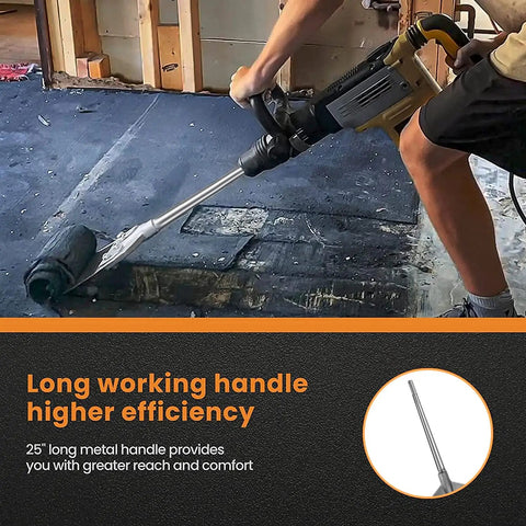 Rugged SDS Max Floor Scraper With 25 Inch Handle And 6 Inch Wide Blade For Quick Removal Of Adhesives Thinset Grout Tiles Linoleum Vinyl And Wood Flooring In Home Renovations