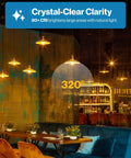 Warm ambiance with Ten Pack 60W Vintage LED Edison Bulbs CRI 92, illuminating a dining area with 320-degree beam angle.