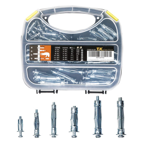 Heavy Duty Zinc Plated Steel Molly Bolt Anchors Kit For Drywall Hollow Wall Drive Anchors Set In 68 Piece Multiple Sizes