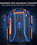 Back view of All In One Tackle Backpack With Rod Holders And Four Tackle Boxes Plus Rain Cover, breathable padded design