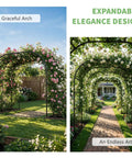 Tall 88 Inch Garden Arch Trellis for Climbing Plants, outdoor metal archway with flowers, creates elegant lawn decor pathway entry