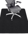 Black Non Slip Office Chair Mat For Hardwood And Tile Floors, Large 48x36 Inch Floor Protector Rug, with office chair on top