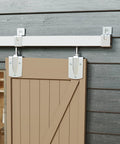 4 Ft Box Rail Exterior Barn Door Hardware Kit Heavy Duty Silver Sliding Track System For Wall Mounted Doors Not Included