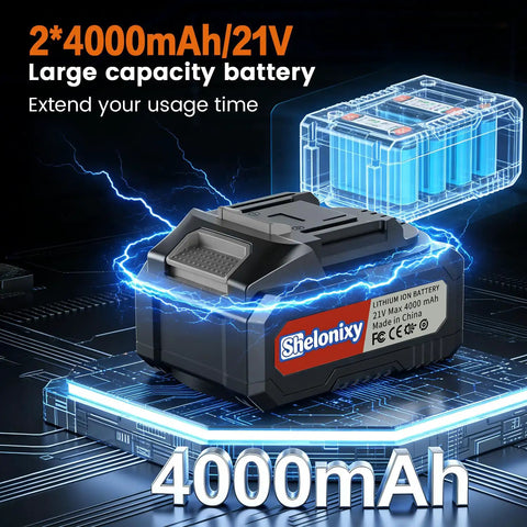 1/2 Inch Brushless Cordless Impact Wrench Packs Badass 1700Nm High Torque For Heavy Duty Jobs battery 21V 4000mAh with glowing effects