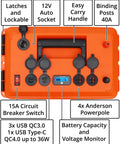 Rugged And Ultra Reliable Portable Power Station With Hella Fast Usb Charging For Road Trips And Camping Supports 30 To 70 Ah Batteries Plug And Play Juice Box with multiple ports and monitor.