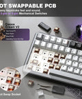 Hot swappable PCB for Kickass 75 Percent Tri Mode Wireless Mechanical Keyboard With Hot Swap Keys And Large 4000 Mah Battery.