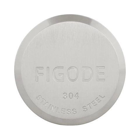 Top view of Stainless Steel Puck Lock Beefy Heavy Duty High Security Padlock with FIGODE engraving, 2-7/8 inch wide