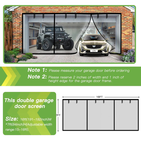 2 Car Garage Door Screen With Magnetic Closure Heavy Duty Weighted Bottom Self Sealing Hands Free Magnetic Screen Door
