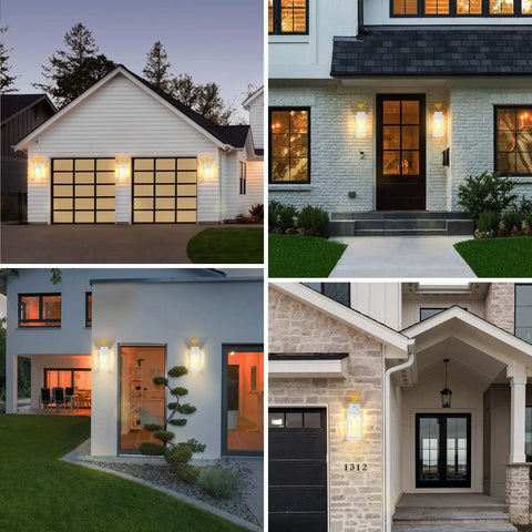 2 Pack Dusk To Dawn Outdoor Wall Sconces With Photocell Sensor Waterproof White Wall Mount Lanterns on different house exteriors