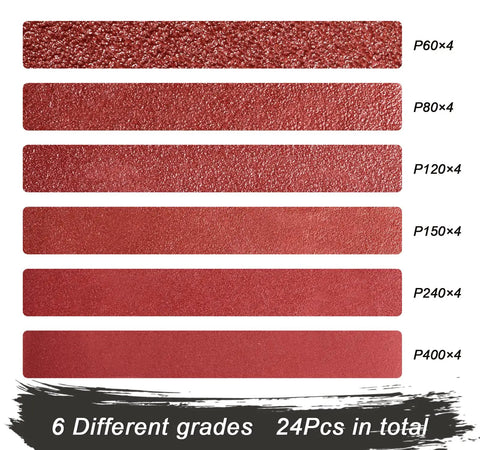 1x30 Inch Sanding Belts Set For Belt Sander 24 Pack Aluminum Oxide Belts With Open Coat Resin Bond in various grits