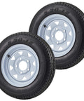 Two Pack 5.30-12 Trailer Tires On 12 Inch Rims With Five Lug On 4.5 Inch Bolt Pattern Center Bore 2.95 Inches Built To Haul For Travel Cargo Boat Horse Farm Lawn Mower Multi Function Utility Tire Set.