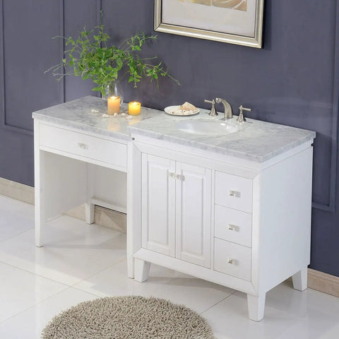 Top Shelf Carrara White Marble Bathroom Vanity With A Sleek Single Sink Setup And Rock Solid Wood Cabinet Featuring Brushed Nickel Knobs For That Go To 67 Inch clean white sink vanity with marble top and wood cabinet