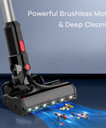 6 In 1 Cordless Vacuum Cleaner Lightweight Stick With Powerful Suction 45 Min Runtime LED Headlights in use on floor