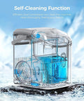 Countertop Nugget Ice Maker Delivers 34 Pounds Daily With One Touch Control And Self Clean Wash showing internal components and self-cleaning feature.