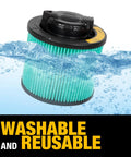 HEPA Vacuum Filter Replacement For 4 To 5 Gallon Shop Vacuums, Fits DXV04T, DXV05P submerged in water showing washable feature