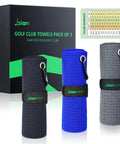 Three Color Golf Towel Set For Golf Bags With Microfiber Towels Hook And Loop Fasteners Carabiners And Hooks Range Card Gift Box