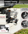 Adjustable Trailer Hitch With 360 Degree Swivel Tri Ball Mount And Tow Hook Lock, Rotating 3 In 1 Ball System For 1 7/8, 2, And 2 5/16 Inch Balls, Rated Up To 15,000 Lbs GTW And 10,000 Lbs Tow Hook; black steel, 5-inch rise/drop