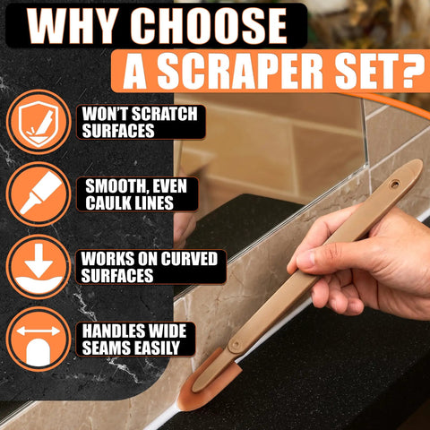 Using 4 Piece Caulking Tool Set For Silicone Sealant And Grout With DIY Friendly Pro Grade Finish For Bathroom Kitchen Tile And Window