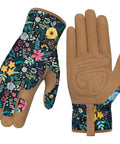 Women's Gardening Gloves With Thorn Proof Puncture Resistant Leather, Breathable Microfiber Back, floral pattern, for all-season use.