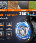 Close-up of all-terrain wheel for Foldable Collapsible Wagon Cart Heavy Duty Portable Utility Wagon With Wheels For Beach.