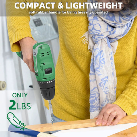 Cordless 12V Max Power Drill With 3/8 Inch Keyless Chuck, Lightweight and Compact, used for DIY home project on wood