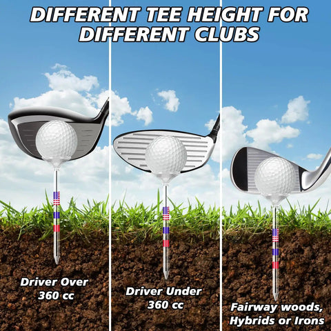 Plastic Golf Tees 3 1/4 Inches, 50 Pack, Unbreakable Tees With Cup Prongs for different club heights on a golf course