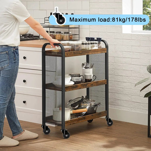 Heavy Duty TPE Rubber Caster Wheels Set Of 4 1.5 To 2 Inch No Brake Stem Castors With 360 Degree Silent Spin M6 M8 M10 Threaded Stems 38 To 50mm Diameter 17mm Wide Fits Small Carts And Furniture installed on a wooden cart in a kitchen setting