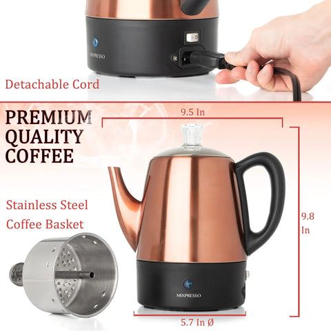 4 Cup Electric Percolator Coffee Pot – Brews Fast ✓