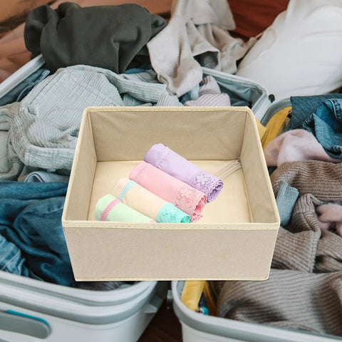 Totally Legit High Capacity Nonwoven Underwear And Sock Organizer Boxes with pastel rolled socks in a beige drawer.